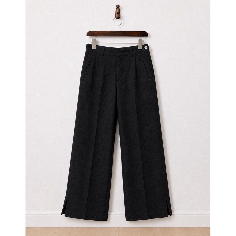 The Limited Black Linen Blend Pants Minimalist High Rise Tapered Leg Size 6